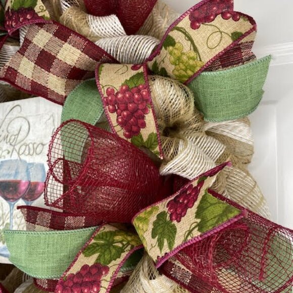 Handmade Wreath/Vino Rosso Wreath/Wine Enthusiast/Door Wreath/Wall Decor - Picture 3 of 4